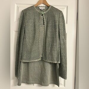 St. John Evening Textured Sage Green 3 Piece Skirt Set